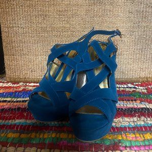 Charlotte Russe Formal Suede Open Toe Strappy Wedges